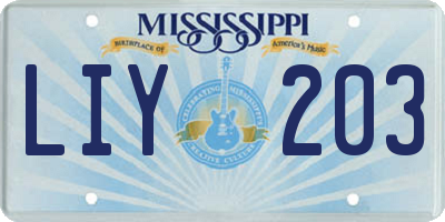 MS license plate LIY203