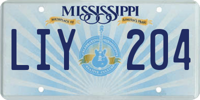 MS license plate LIY204