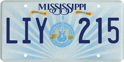 MS license plate LIY215