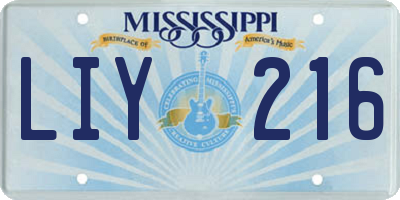 MS license plate LIY216