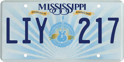 MS license plate LIY217
