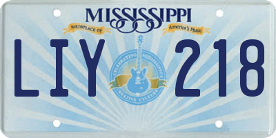 MS license plate LIY218