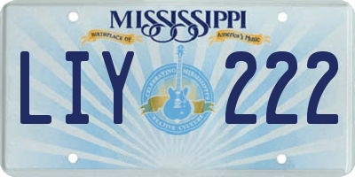 MS license plate LIY222