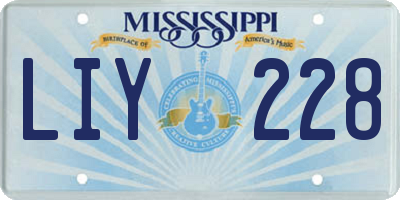 MS license plate LIY228