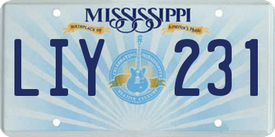 MS license plate LIY231