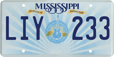 MS license plate LIY233