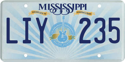 MS license plate LIY235