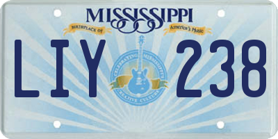 MS license plate LIY238