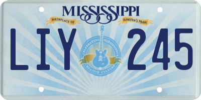 MS license plate LIY245