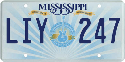 MS license plate LIY247