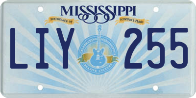 MS license plate LIY255