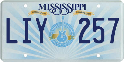 MS license plate LIY257