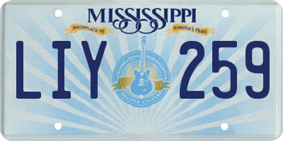 MS license plate LIY259