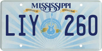 MS license plate LIY260
