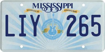 MS license plate LIY265