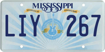 MS license plate LIY267