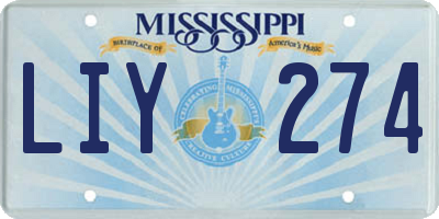 MS license plate LIY274