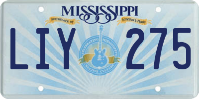 MS license plate LIY275