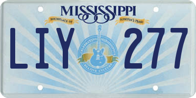 MS license plate LIY277