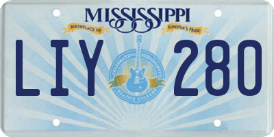 MS license plate LIY280