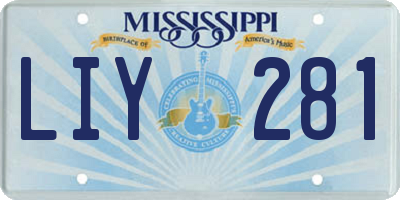 MS license plate LIY281