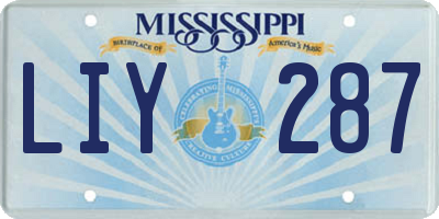 MS license plate LIY287