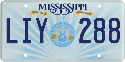 MS license plate LIY288
