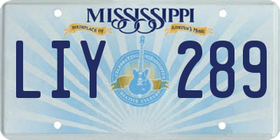 MS license plate LIY289