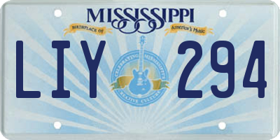MS license plate LIY294