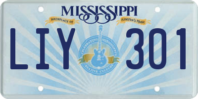 MS license plate LIY301