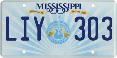 MS license plate LIY303