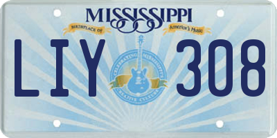 MS license plate LIY308