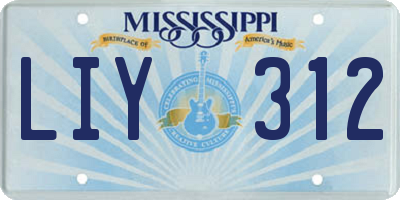 MS license plate LIY312