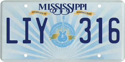 MS license plate LIY316