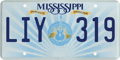 MS license plate LIY319