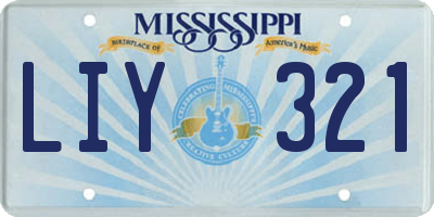 MS license plate LIY321
