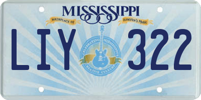 MS license plate LIY322