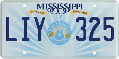 MS license plate LIY325