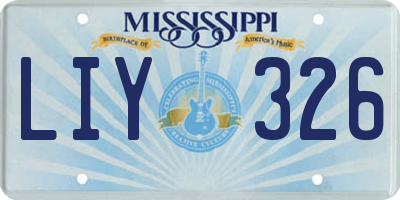 MS license plate LIY326