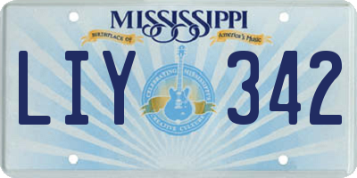 MS license plate LIY342