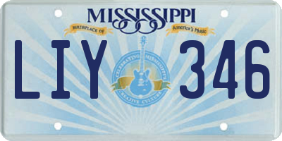 MS license plate LIY346