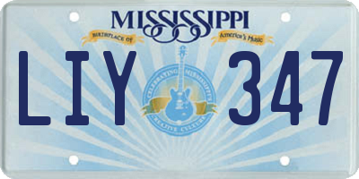 MS license plate LIY347