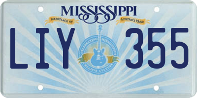 MS license plate LIY355