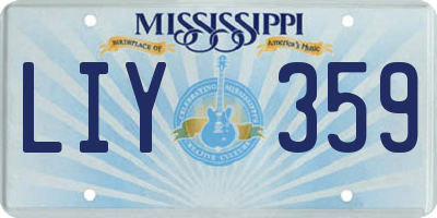 MS license plate LIY359