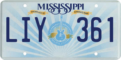 MS license plate LIY361