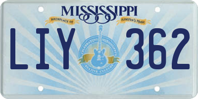 MS license plate LIY362