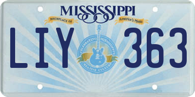 MS license plate LIY363