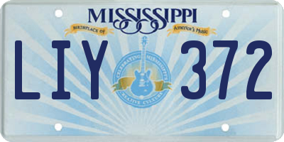 MS license plate LIY372