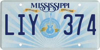 MS license plate LIY374
