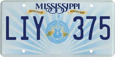 MS license plate LIY375